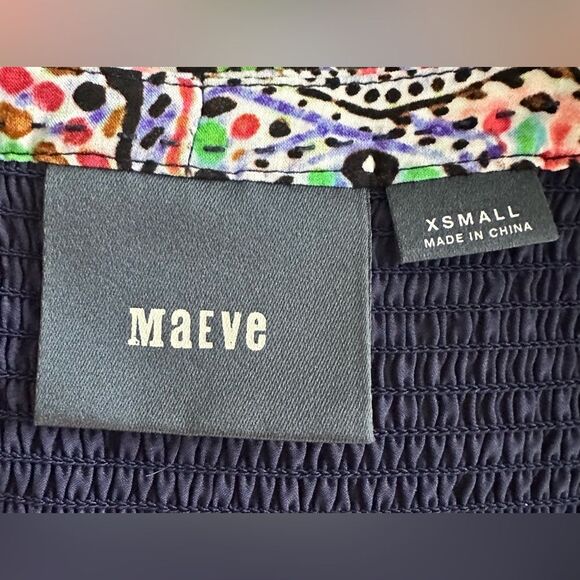 Anthropologie Maeve Baten Jewel Toned Smocked Dress Size X-Small. Boho - Picture 5 of 8